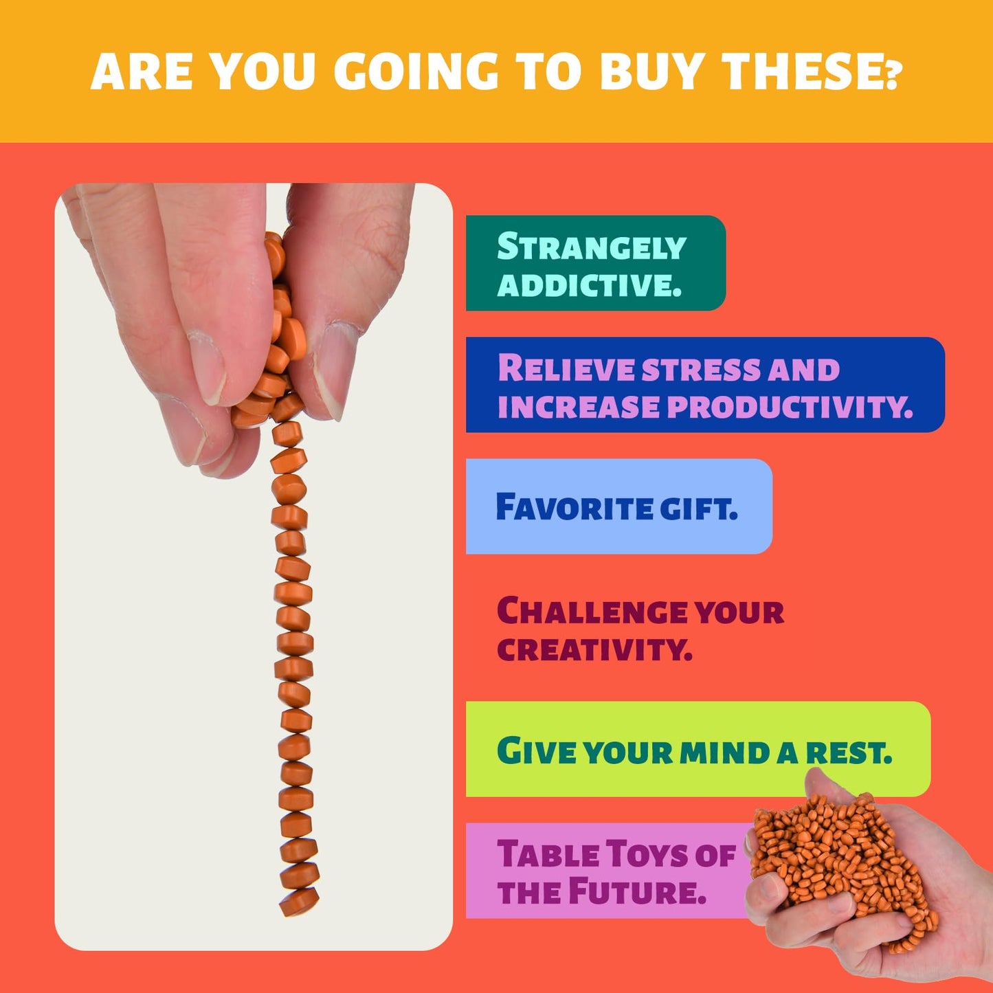Lcvuuk Magnetic Ferrite Putty Rocks,Orange More Than 300 Weak Magnetic Smooth Ferrite Pebbles, Magnet Rock Desk Toys And Time-Ki