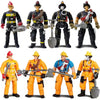 8 Pieces Firefighter Action Figures Fireman Figurines Toys with Tools for Party Decoration People Figures Playset for Kids & Tod