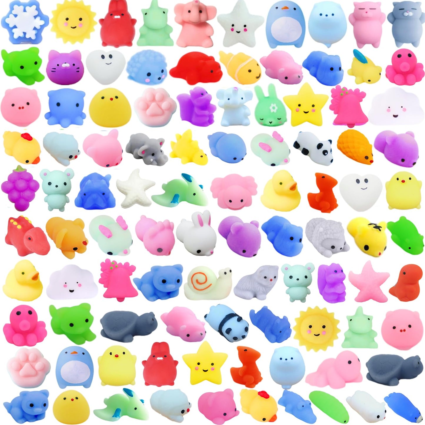100Pcs Mochi Squishy Toy Individually Wrapped Squishy Toys For Kids Party Favors, Kawaii Squishies Animals Stress Relief Toy For