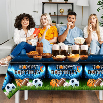 3Pcs Sports Themed Tablecloths-Sports Birthday Party Supplies Basketball Football Baseball Soccer Plastic Table Covers All Star