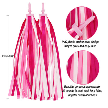 Platt Kid'S Bicycle Handlebar Streamers Colorful Ribbons Tassel For Girls Boys Bicycle Handlebar Scooter Handgrip (1Pair) (Pink)