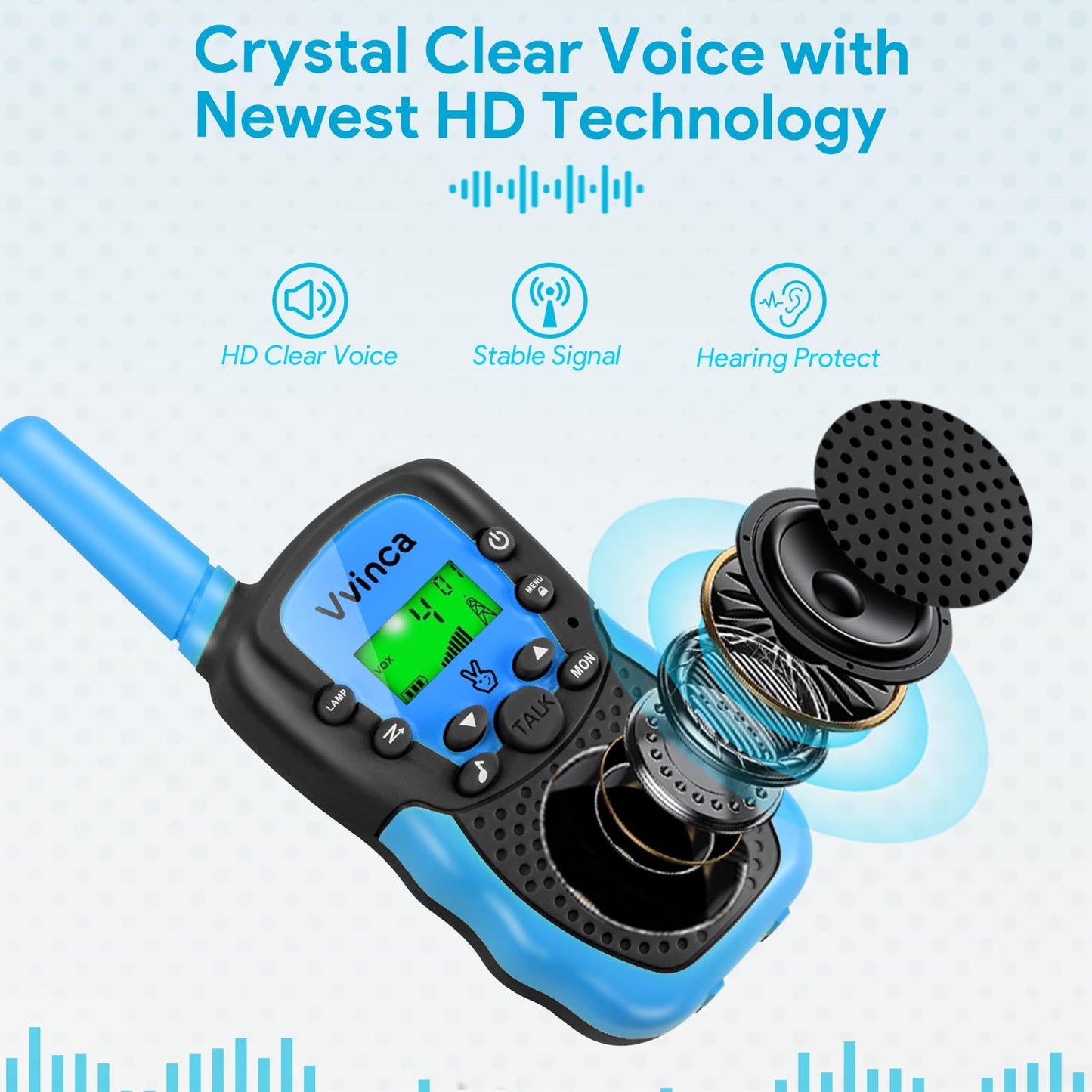 Vvinca Walkie Talkies Toys For Ages 5-7, Rechargeable Walkie Talkie For 3-12 Year Old Boy Girl With Flashlight 22Ch 2 Way Radio