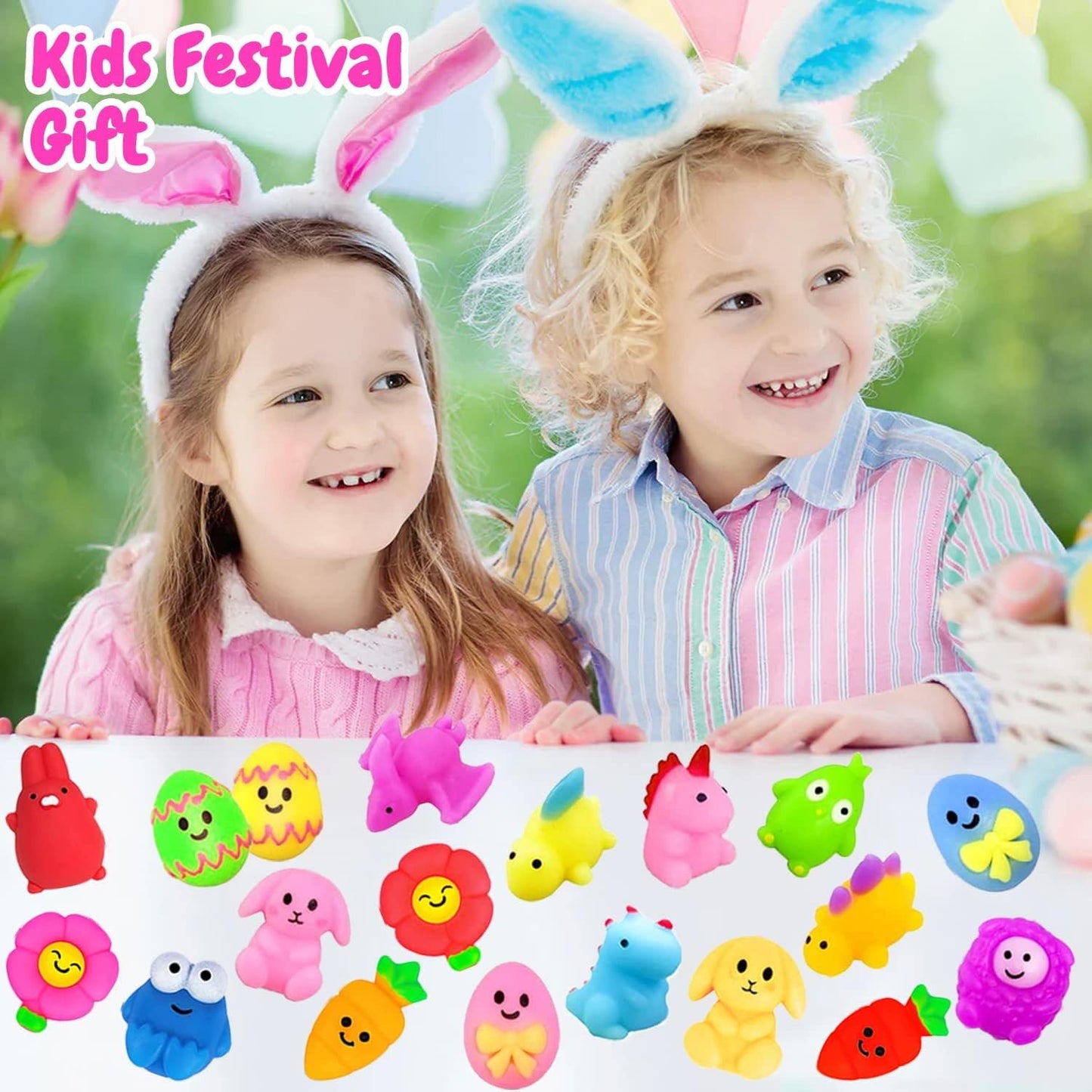 130Pcs Mochi Squishy Toys, Kawaii Squishies, Mini Fidget Toys Bulk For Kids, Party Favors Class Prizes Valentines Day Easter Egg