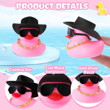 Sotiff 48 Sets Cowgirl Rubber Duck Squeaky Duck Bath Party Toy Duckies Car Dashboard Decorations With Mini Necklace Hat And Sunglasses For Bathtub Baby Shower Birthday Swimming Party(Pink)