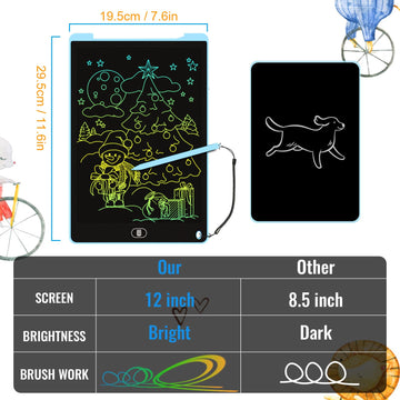 2 Pack 12 Inch Lcd Writing Tablet For Kids, Electight Colorful Doodle Board, Eye Protection Drawing Tablet With Lock & Erase Fun