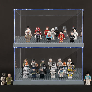 4 Pack Display Case For Minifigure Action Figures Blocks, Acrylic Minifigure Display Case Box Storage With 3 Movable Steps Gift