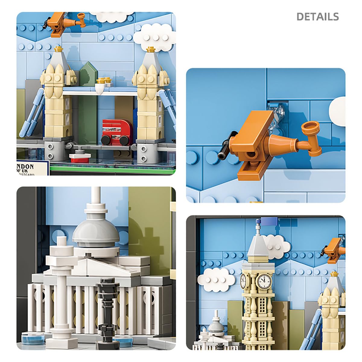 Dahonpa London City Postcard Building Sets 564 Pcs - World Famous Architectural Model Wall Art Crafts Ideas, Painting Frame For