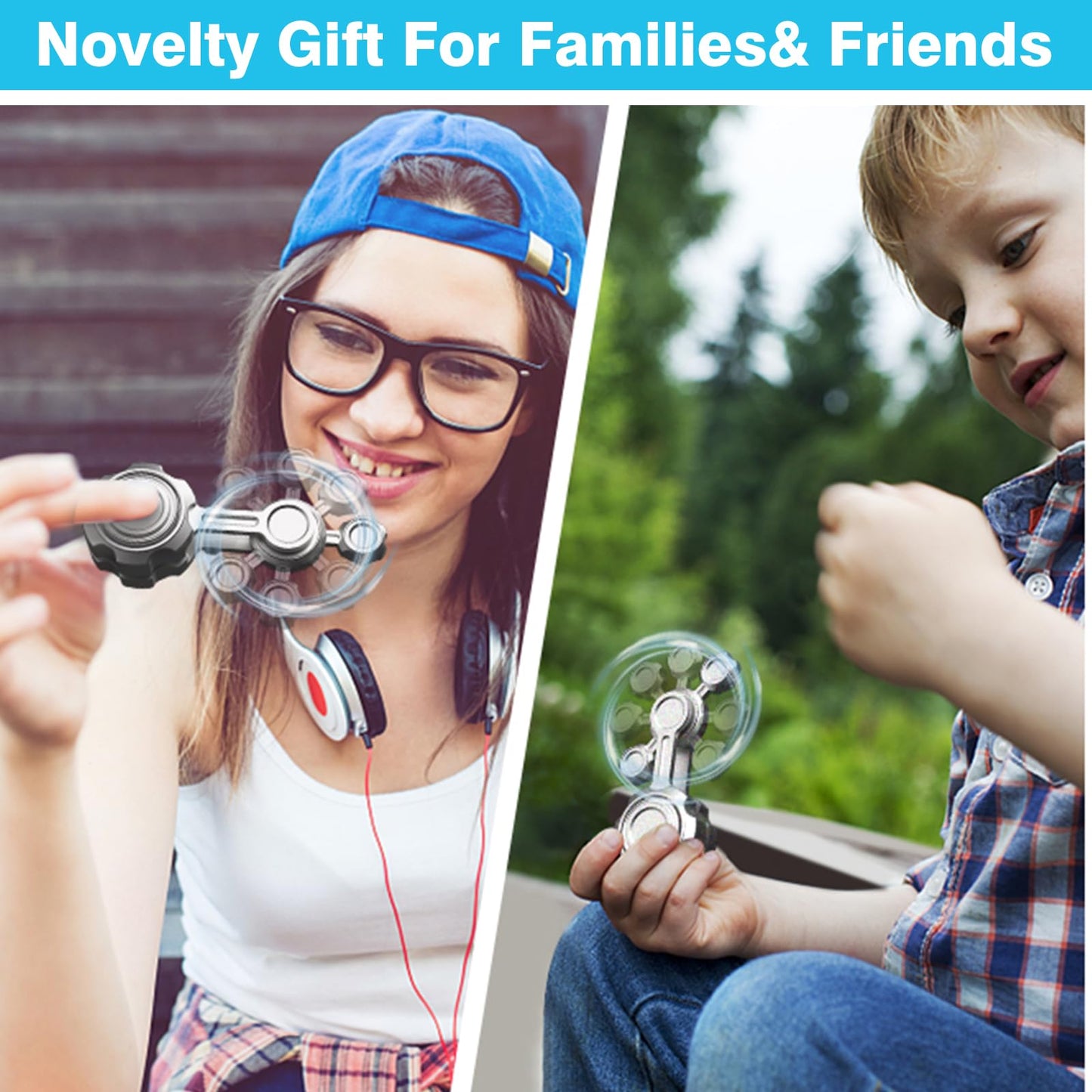 Cool Gear Fidget Spinner Metal Toy Gift For Kids Adults, Luminous Hand Finger Spinner Fingertip Spinning Top, Free Style Fidgeti