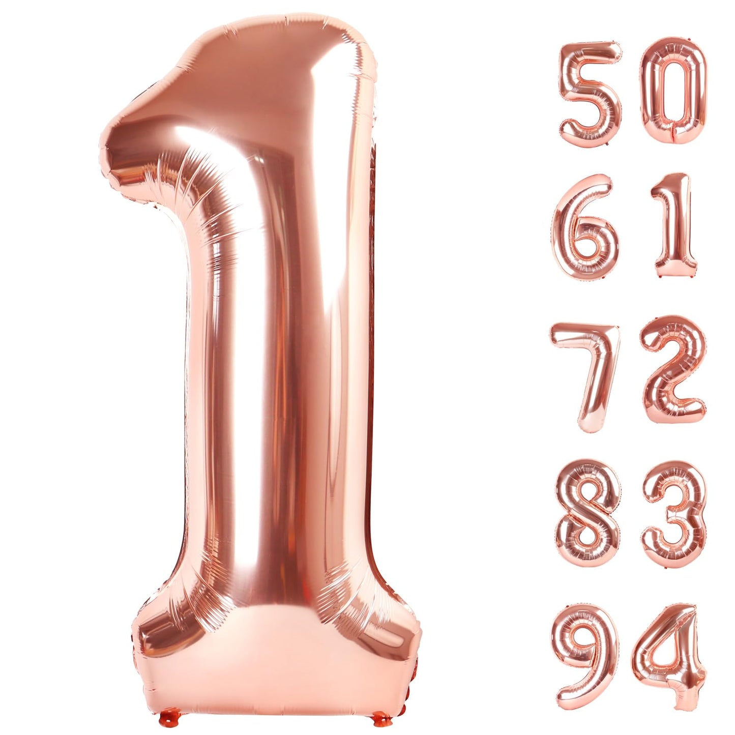 40 Inch Rose Gold 1 Balloon For First Birthday, 1St Number Balloons Birthday Decorations For Girl Boy Kids Toddler Baby, One Gia