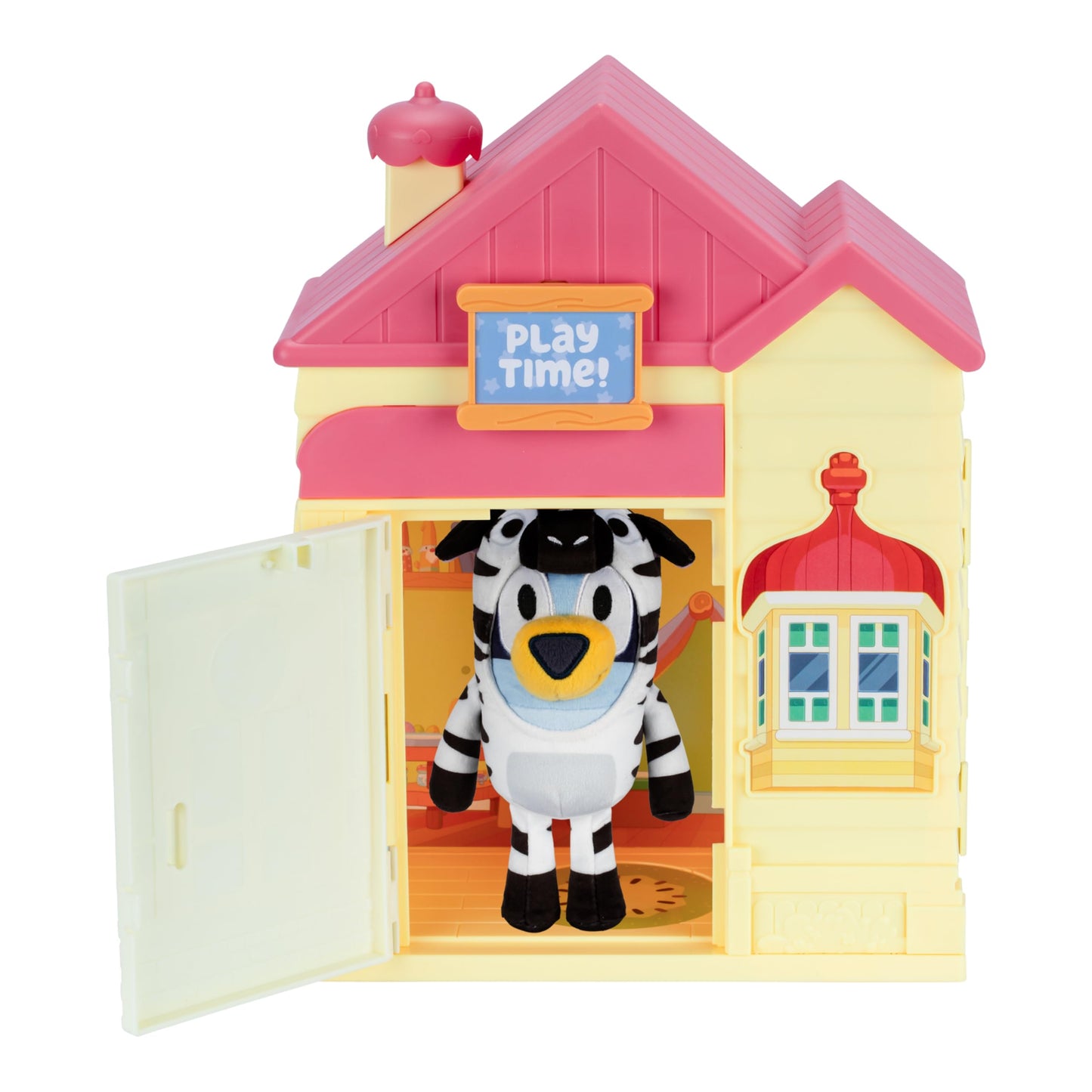 Bluey Play Date Plush Surprise, Decorate House With Stickers, Attach The Play Time Sign, Then Open The Door For A Surprise Plush