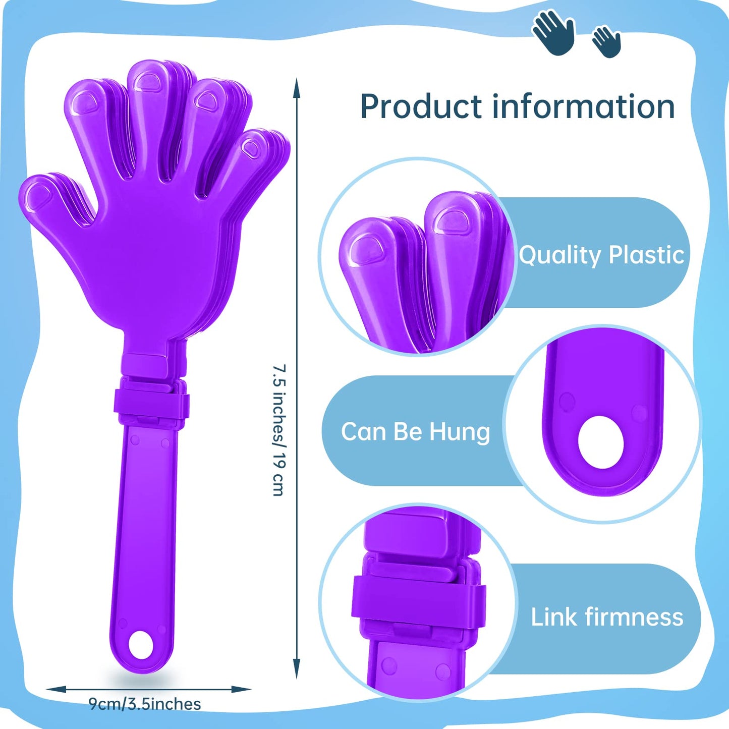 Zcysrlqin 12 Pcs Lilac Purple Hand Clappers 7.5 Inch Clappers Noisemakers Noise Makers Party Favors Plastic Clapper Sporting Eve