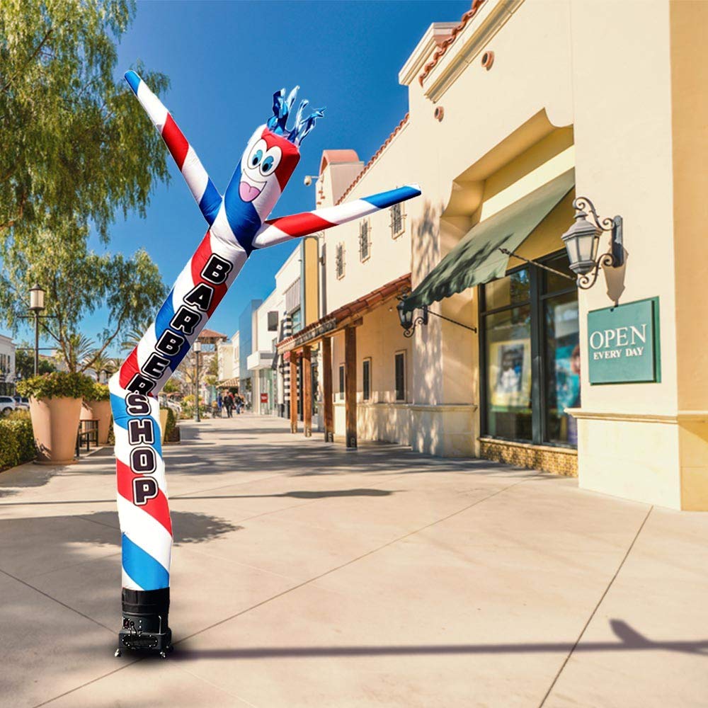 20Ft Inflatable Tube Man Guy Puppet Dancer - Barber Shop (Red/White/Blue) - Complete With 1Hp 2 Speed Air Blowerf