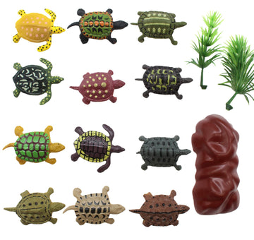 Animal Assorted Mini Plastic Figures Toy Set, Educational Party Cake Topper, Goody Bag Filler (12Pcs Small Tortoise)