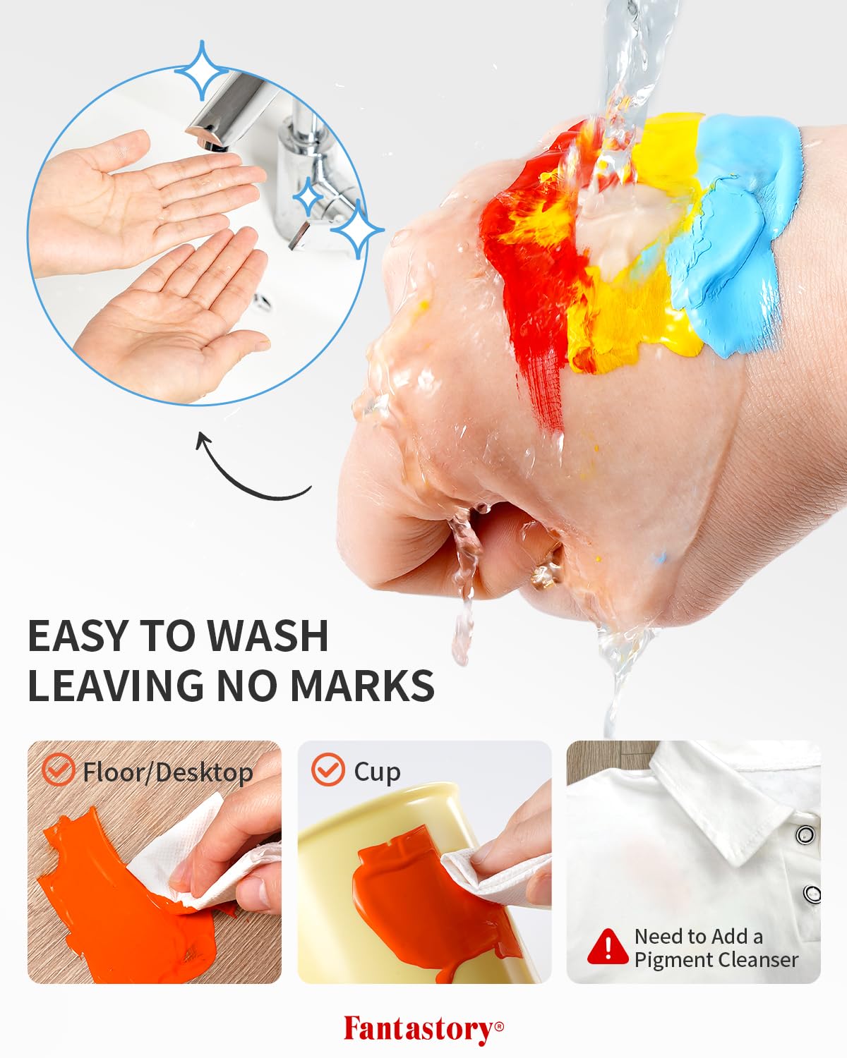 Fantastory Tempera Paint For Kids 32 Colors (2 Oz Each) Washable Tempera Paint, Kids Poster Paint Sponge Painting, Non-Toxic Kid