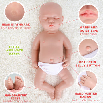 Ivita 17 Inch Full Body Silicone Reborn Baby Doll Boy,Not Vinyl Material Dolls,Platinum Silicone Doll,Lifelike Newborn Baby Doll
