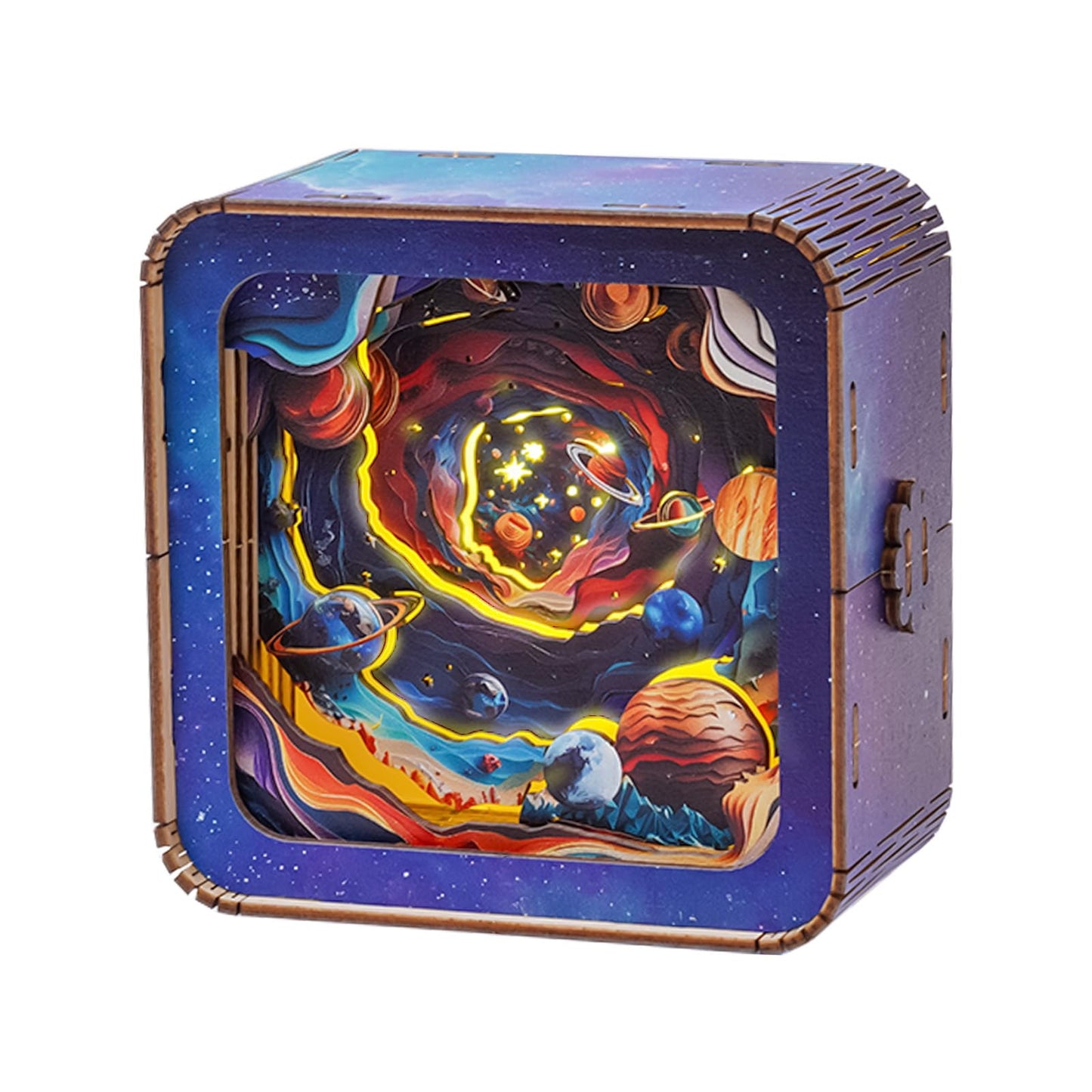 3D Wooden Puzzle Night Light, Interstellar Space Diy Puzzles For Adults, Eye Care Night Light With Touchable Switch, Personalize