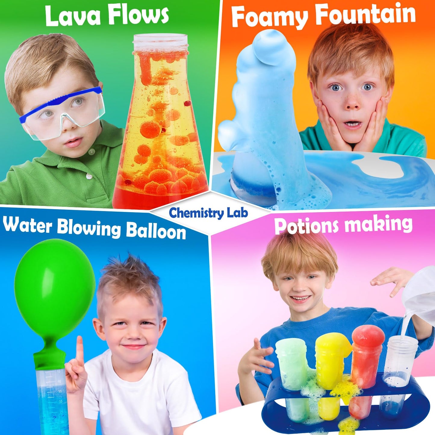 Unglinga 60+ Science Experiments Kits For Kids, Boys Girls Toys Gifts, Science Lab Stem Activities Educational Project With Chemistry Set, Erupting Volcano, Magic Colour