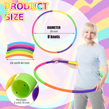 Sratte 6 Pcs Exercise Hoop Detachable Adjustable Plastic Hoops Snap Together Toy Hoop Color Playground Toys For Girls And Boys Sports, Exercise, Playing, Party Games, Christmas Wreath, Dog Training