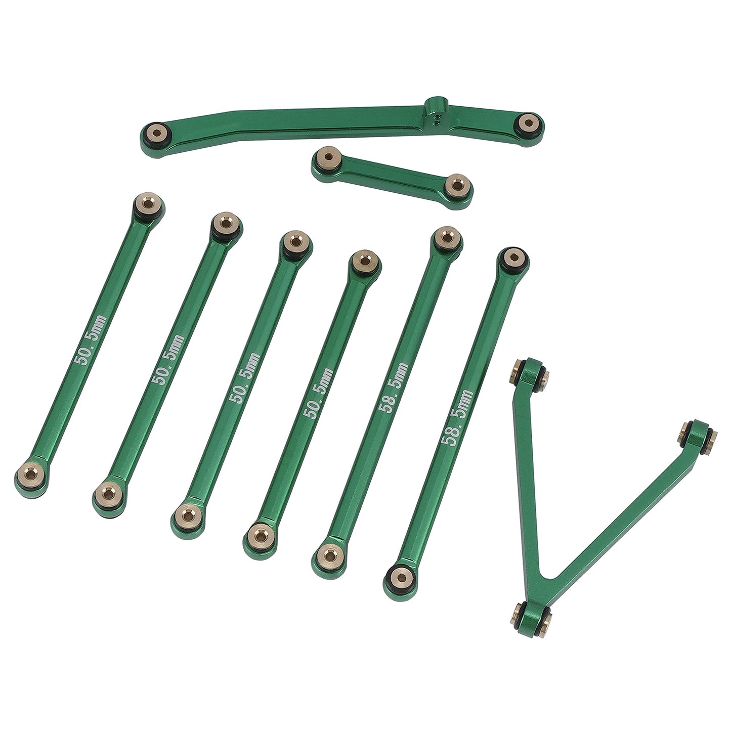 DJX Aluminum Suspension Linkage & Steering Rod Tie Links Set Accessories for AXIAL SCX24 AXI90081 1/24 RC Crawler Car (Green)
