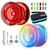 Professional Responsive Yoyo For Kids And Adults Advanced, 2 Pack Dual Purpose Yoyo With Unresponsive Yoyo Bearing + 12 Yo Yo String (Red + Tricolor Gradient)