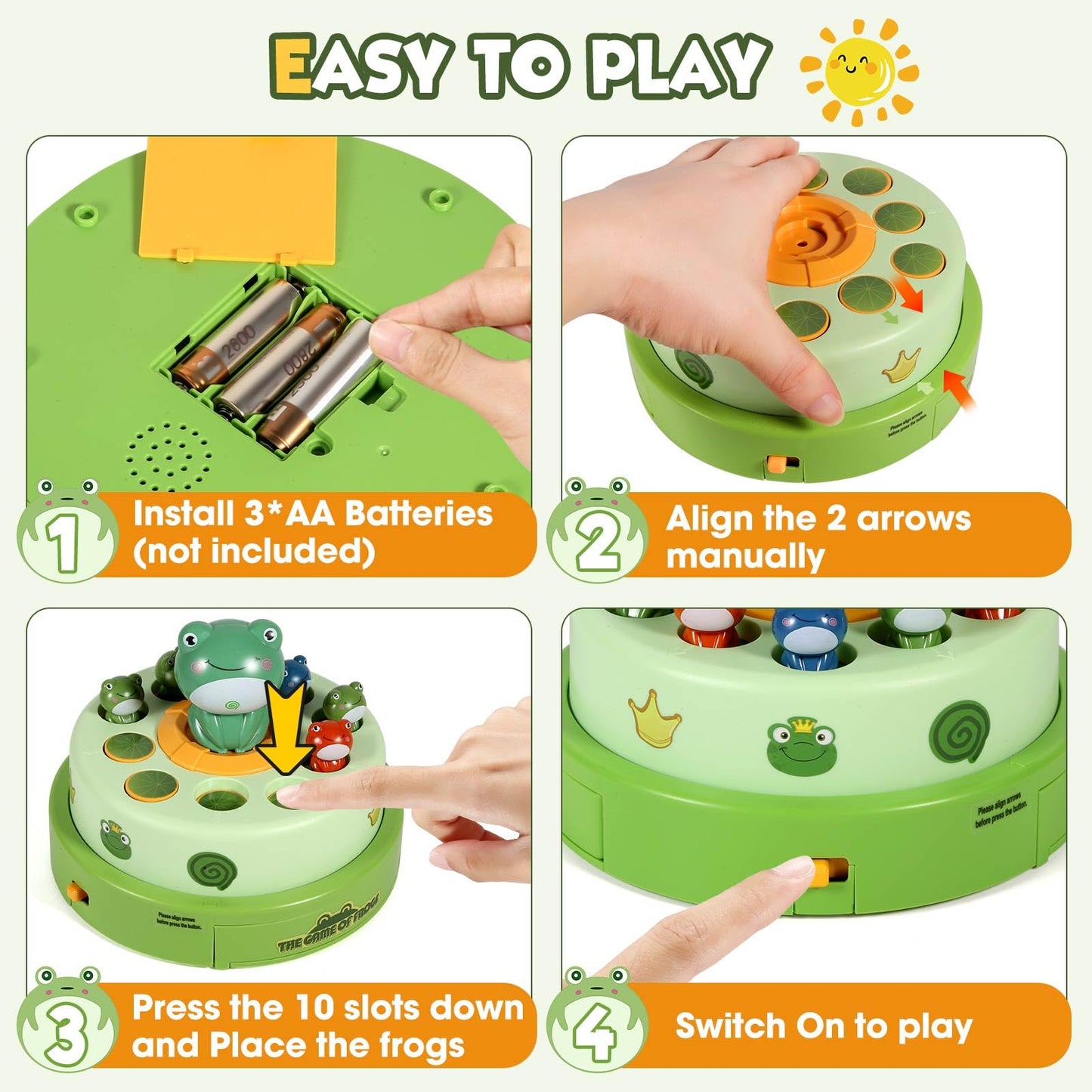 Ainoi Frog Pop Out Catch Toys For Ages 3-13, Musical Rotate Bounce Catch Board Game Interactive Kids Toys, 3 Years Old Boys Girl