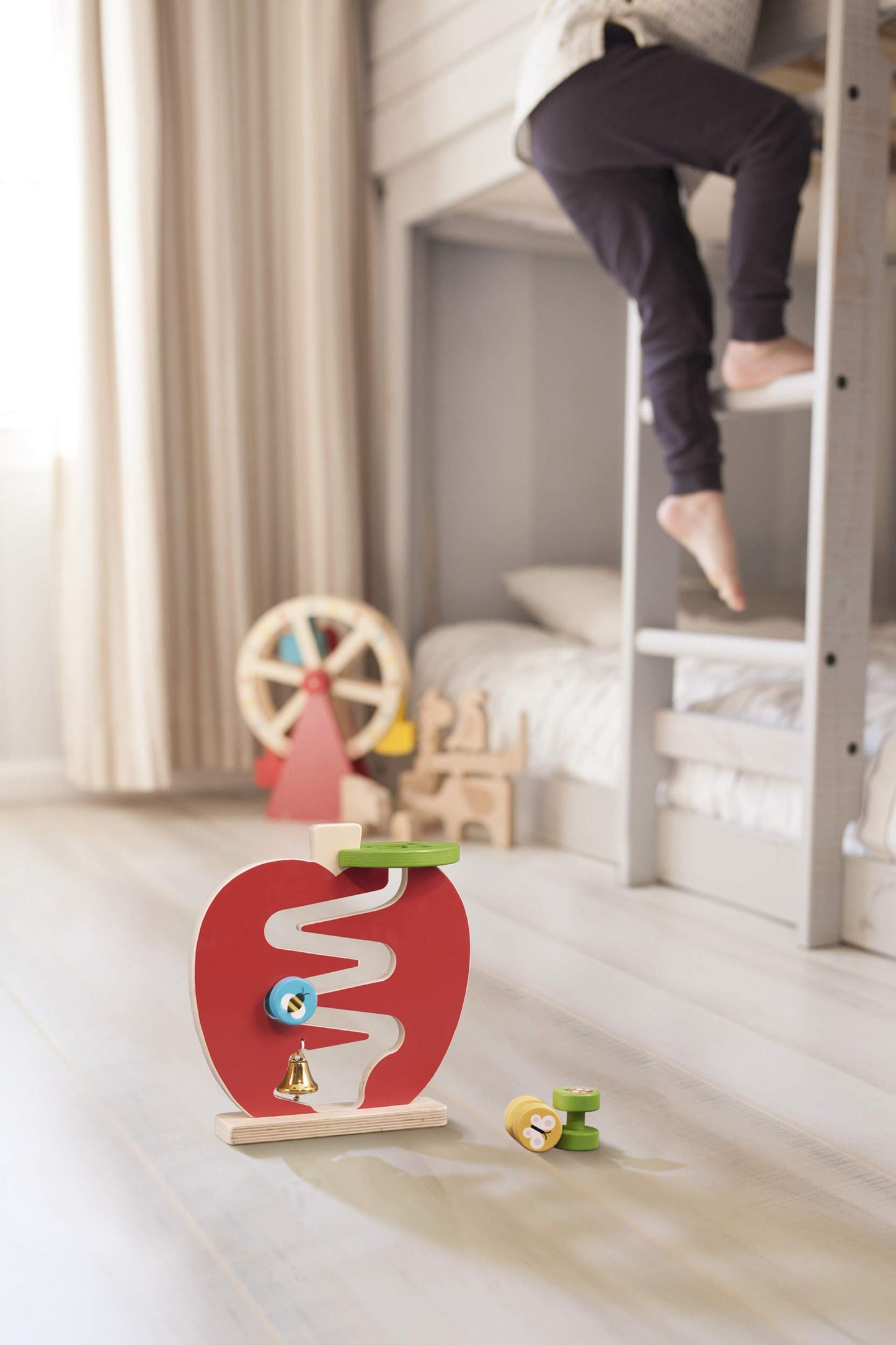 Petit Collage Wooden Apple Racer Toddler Toy, Activity Toys Designed With Safe Materials – Wooden Toy For Babies And Toddlers 12 Months And Older, Builds Hand-Eye Coordination