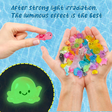 Fexia 50 Pcs Ocean Mini Resin Animals Tiny Aquariums Decor Glow In The Dark Resin Figures Luminous For Garden Landscape Sea Deco