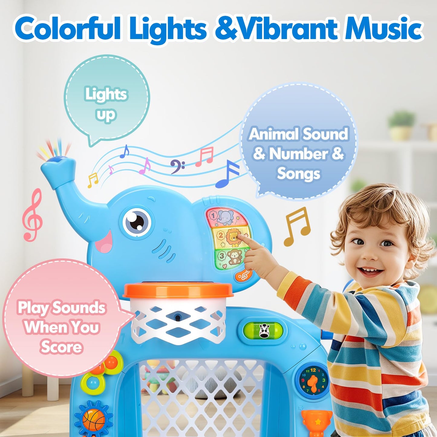 Gmaophy Toddler Basketball Hoop & Soccer Goal, Toys For 1 2 3 Year Old Boys Girls, Kids Sports Toy With Light Sound Music, Monte