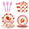 Gisgfim 96 Pcs Strawberry Party Plates And Napkins Party Supplies Strawberry Tableware Set Summer Fruit Party Decorations Favors