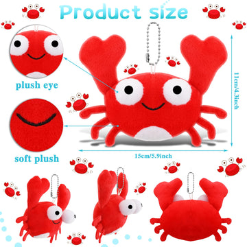 9 Pack Crab Stuffed Animal Cute Crab Plush Doll Toy Soft Small Stuffed Hanging Ornaments For Keys Purse Backpack Bags Diy Birthd