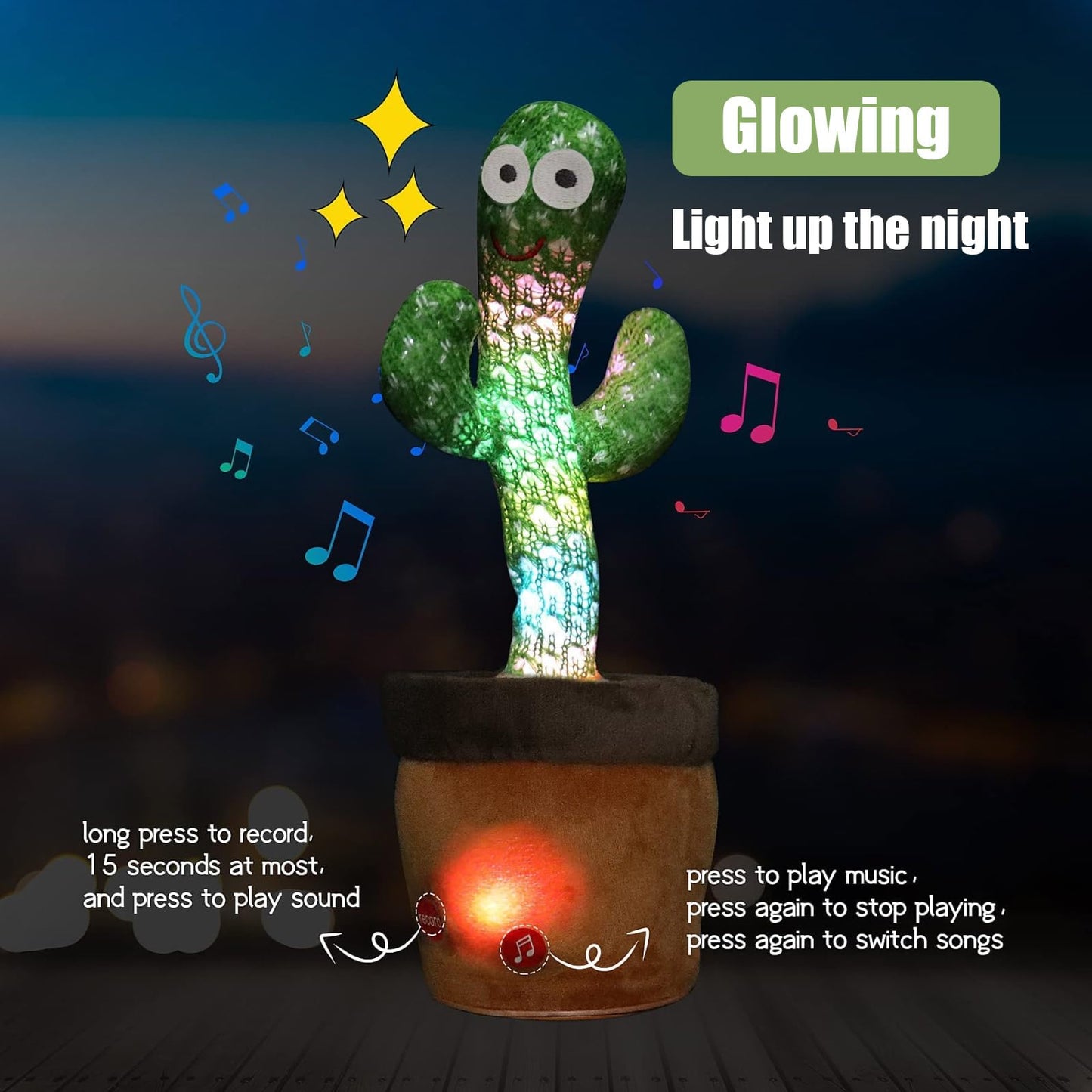 Miaodam Dancing Cactus, Talking Cactus Repeats What You Say, New Soft Plush Talking Toy Electric Speaking Cactus Baby Toys Packi