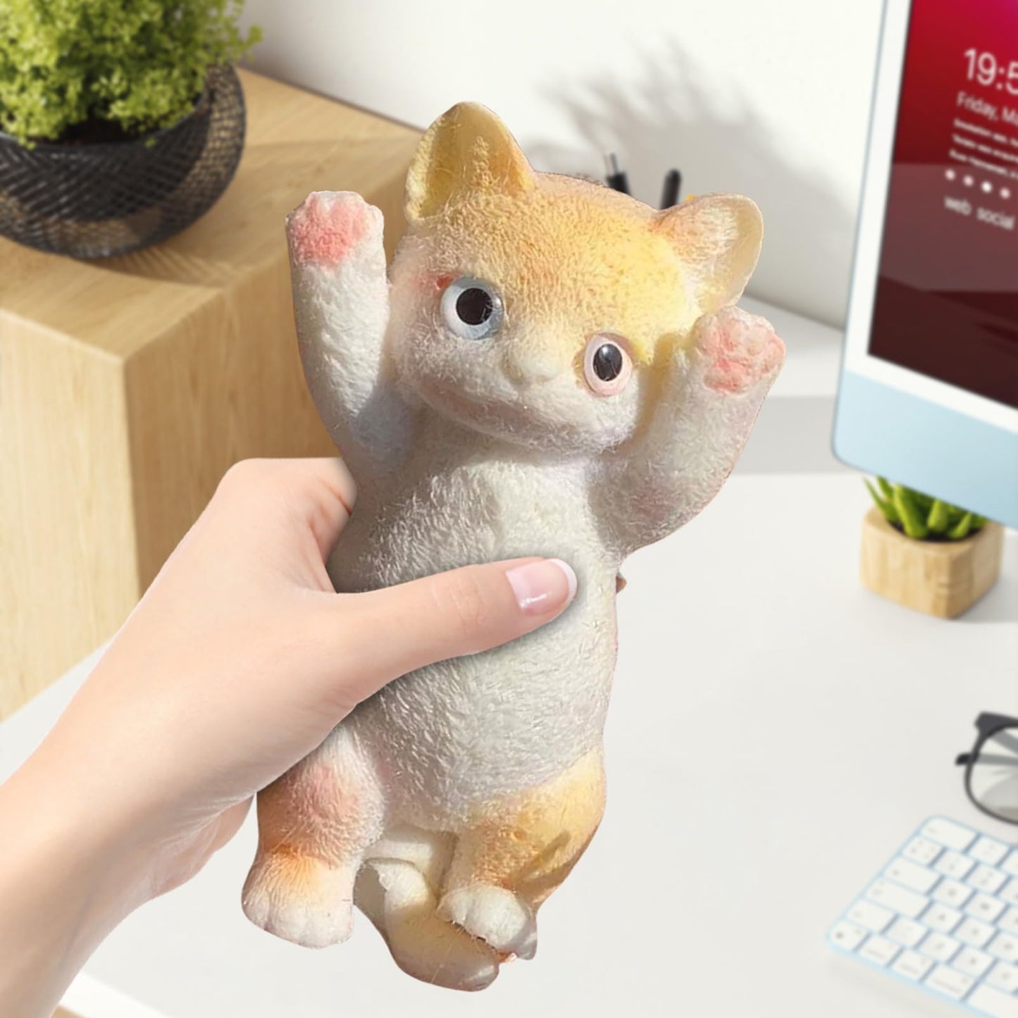 Cat Sticky Squishy Toys,Cute Cat Squishies Squeeze Soft Cat Squishies Stress Relief Sensory,Squeeze Toy Gifts for Christmas Birt