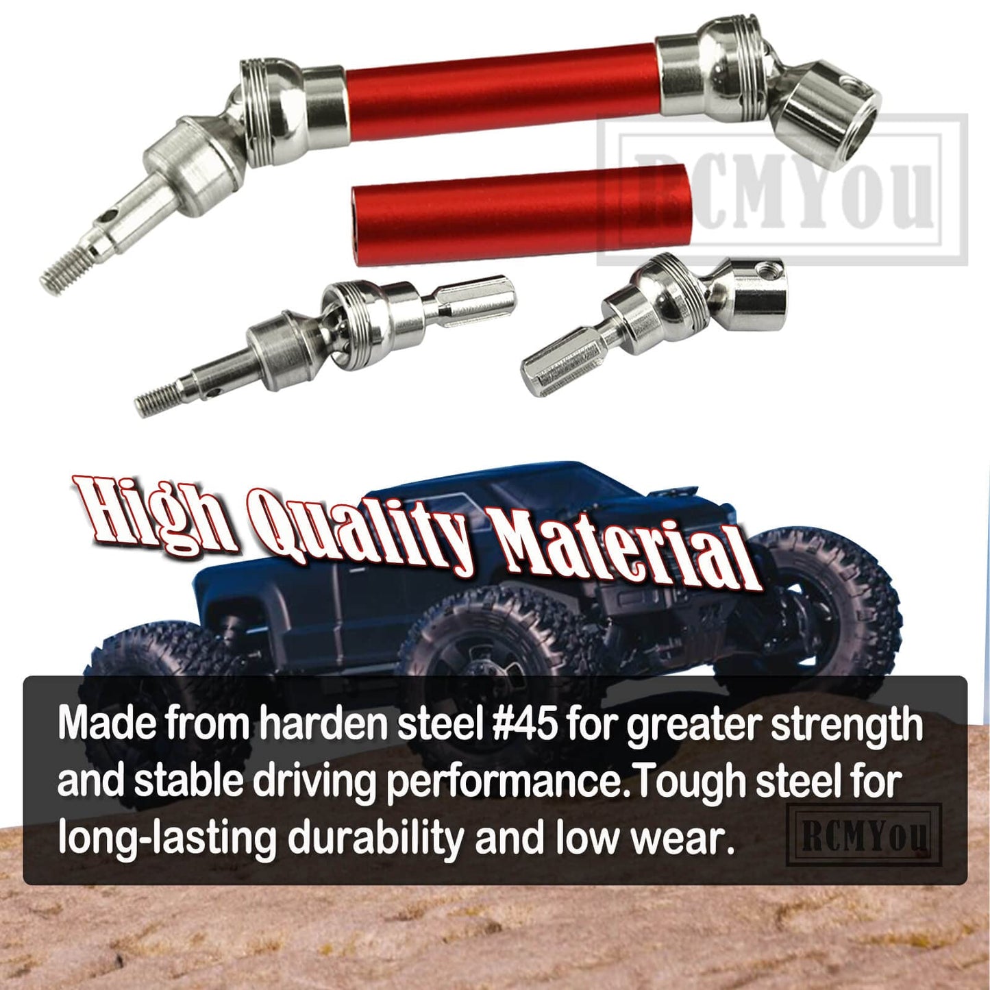 RCMYou Drive Shaft CVD Axles for 1/10 Arrma Big Rock V3 3S BLX 4x4 4WD,4Pcs RC Upgrades Parts,Front Rear Driveshafts for New Big