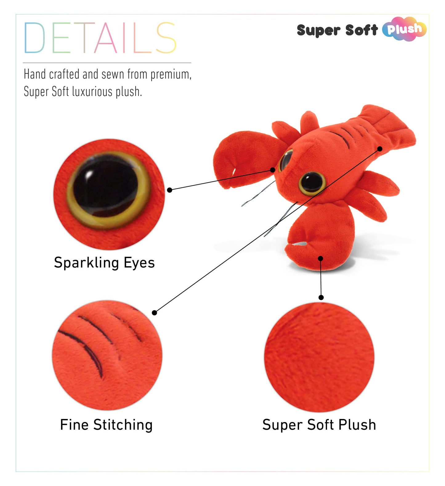 Dollibu Red Lobster Stuffed Animal - Super Soft Big Eyes Lobster Plush, Ocean Stuffed Animal Plush Toy For Boys And Girls, Perfect Red Stuffed Animal Lobster Gift For Kids, Teens, And Adults -6 Inches