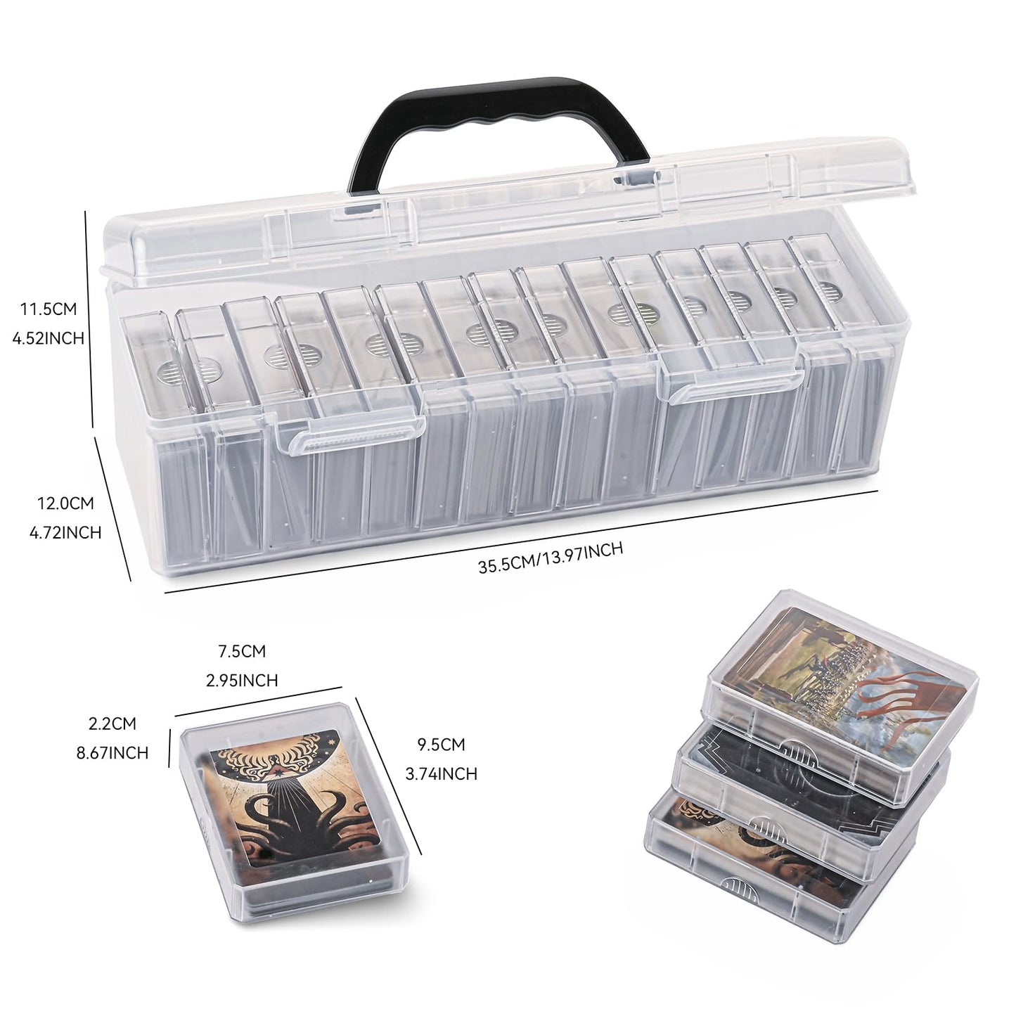 Jepisadi Trading Card Storage Box,With 18 Independent Baseball Card Box, Portable The Transparent Card Box Can Perfectly Display