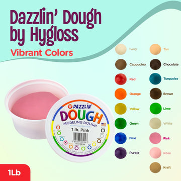 Hygloss Products Dough, Safe & Non-Toxic Modelling Dough For Arts & Crafts, Learn, Unscented, 1Lb. Pink