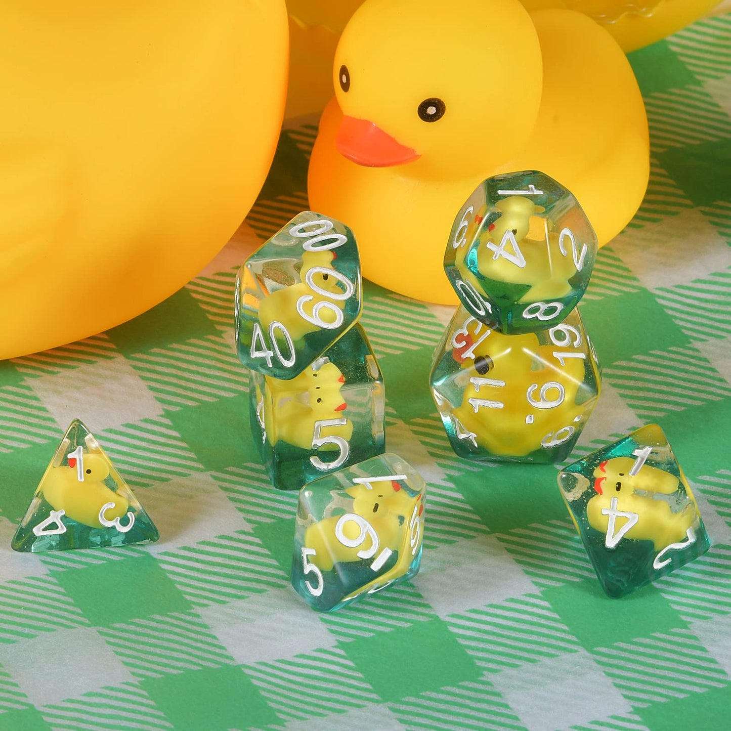 FLASHOWL Duck Dice Polyhedral & RPG Dice DND Dice Set with Duck Inside Polyhedral Roll Play Gaming D20 Dice Dungeons and Dragon