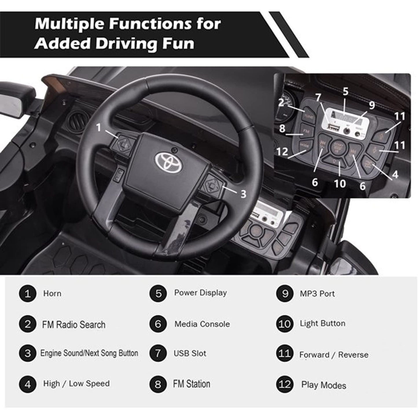 SEGMART 12V Electric Cars for Kids, Official Licensed Toyota Tacoma Ride On Car, Remote Control Truck Kids Electric Vehicle wit