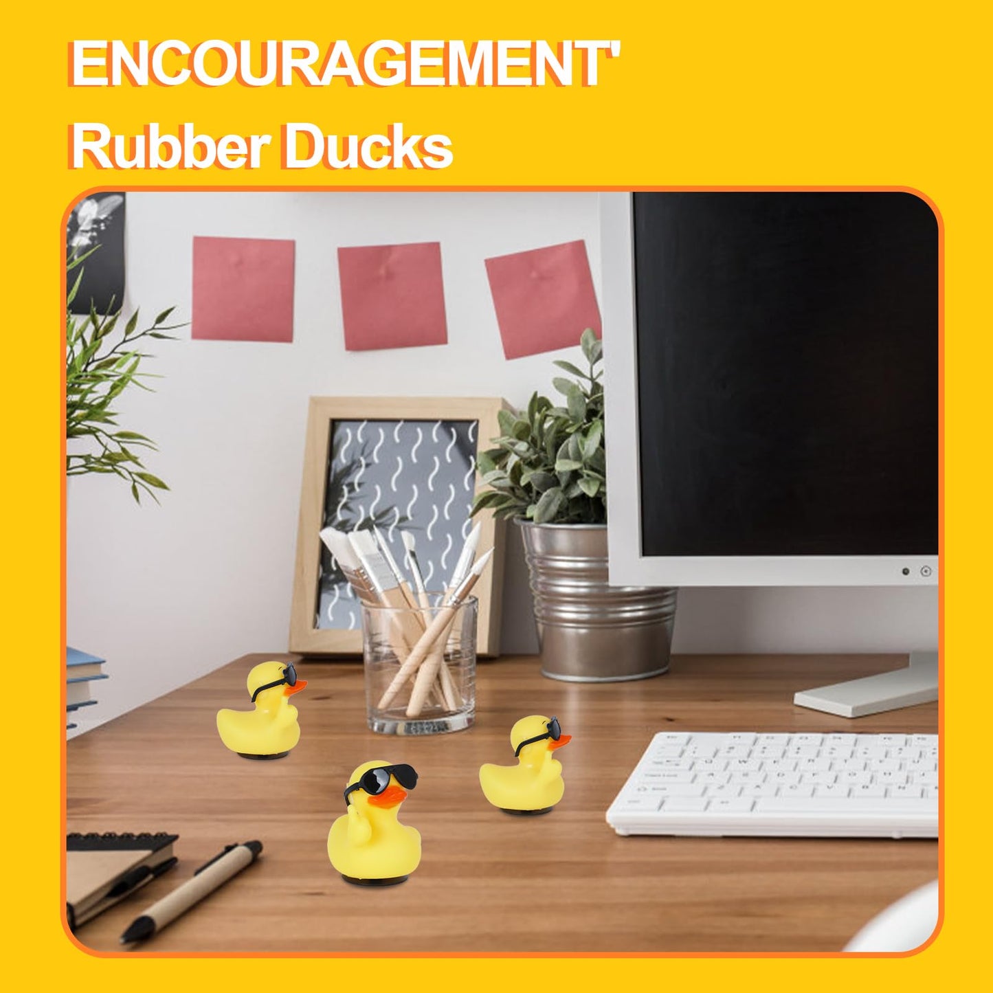 3PCS Thumbs Up Rubber Ducks with Duck Holder,Thumbs Up Duck with Sunglasses and Gold Chains Car Dashboard Decoration Party Favor