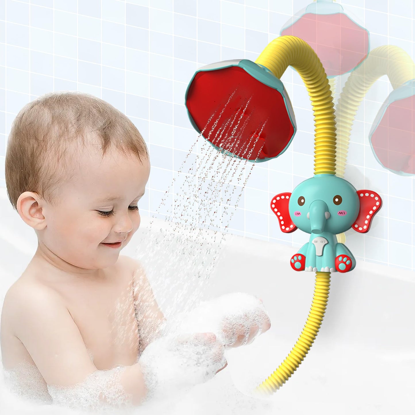 Taseyok Toddler Bath Toys, Baby Bathtub Toys With Elephant Shower Sprays And Slide Track, Fishing Floating Animals Toys, Creativ