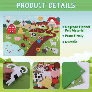 HomeMall Farm Animals Felt Board, 3.5 Ft Farmhouse Themed Felt Board for Toddlers, Preschool Early Learning Toy, Interactive Sto