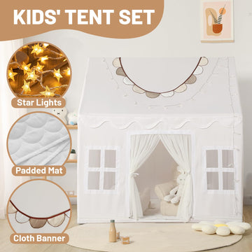 Wilwolfer Play Tent For Kids Indoor - Kids Play Tent Indoor Toddlers Play Tent Large Toddler Tent For Kids Toy House Birthday Gift For Boys & Girls Playroom Decor (White Playhouse)
