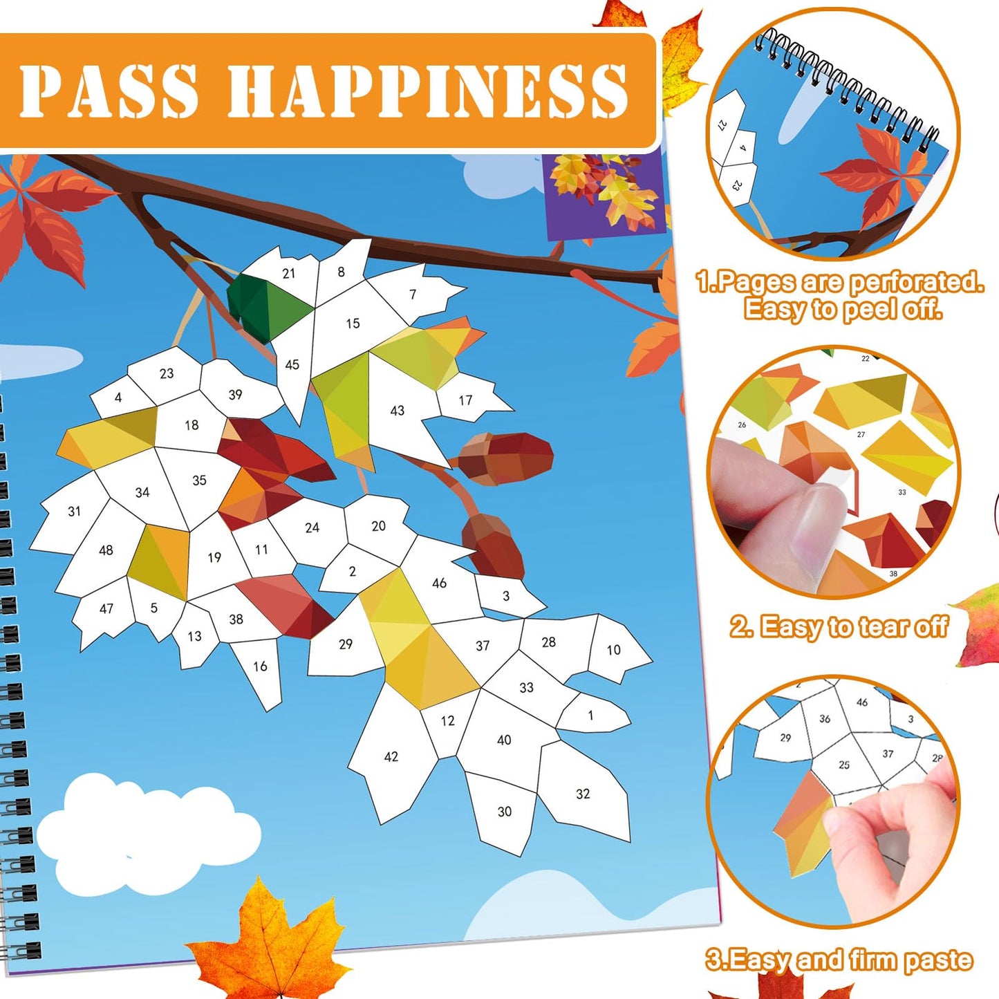 Omgouue 2PCS Thanksgiving Crafts for Kids Ages 4-8 Sticker Paint Books Includes Turkey Maple Leaf and More Designs Gift Fall The