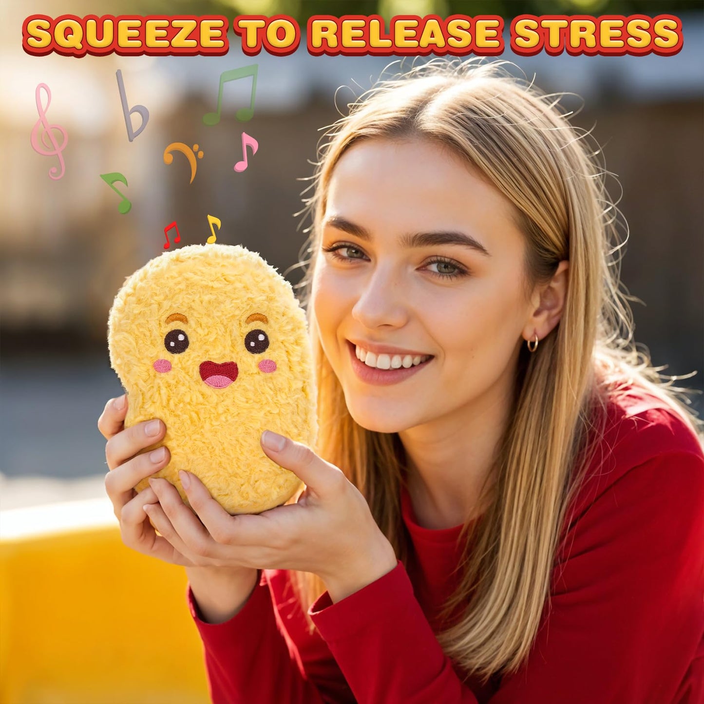 Dalycro Positive Nuggets Plush with Sound, Funny Stuffed Doll Toy for Teens and Women Cute Chicken Plush Gift for Birthdays Hall