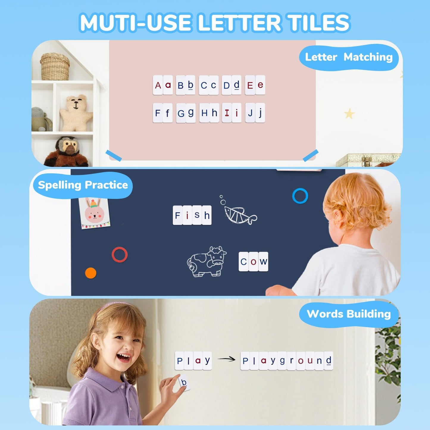 Classroom Magnetic Letter Tiles For Phonics And Spelling-Joycat 234 Foam Alphabet Tiles Magnetic Letters With Double-Side Magnet Board And Compartment Storage Case