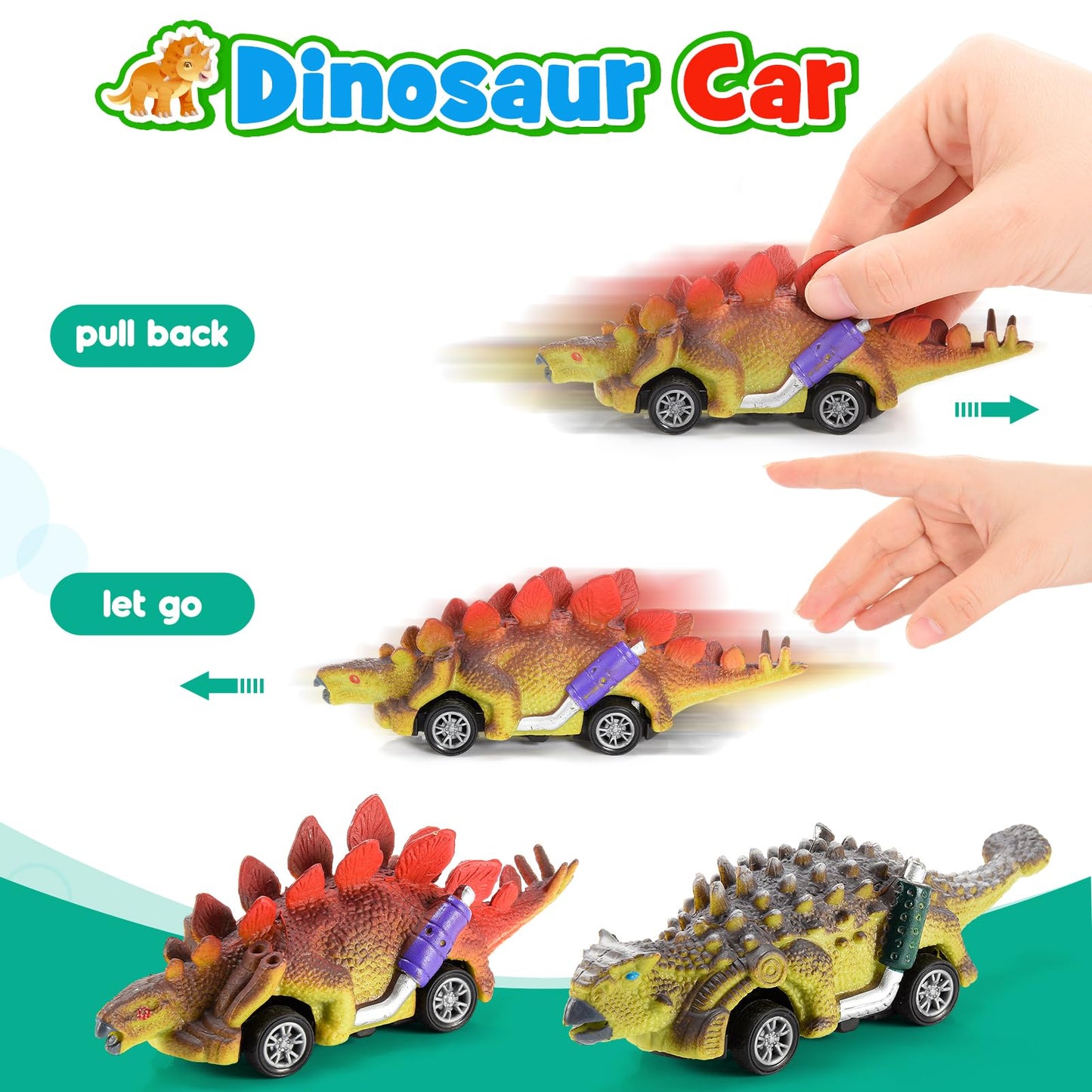 Wethcorp Dinosaur Toys For Kids 3-5, Dinosaur Playset For Boys With Activity Play Mat, T-Rex Toy Cars For 3 4 5 6 Year Old Boys
