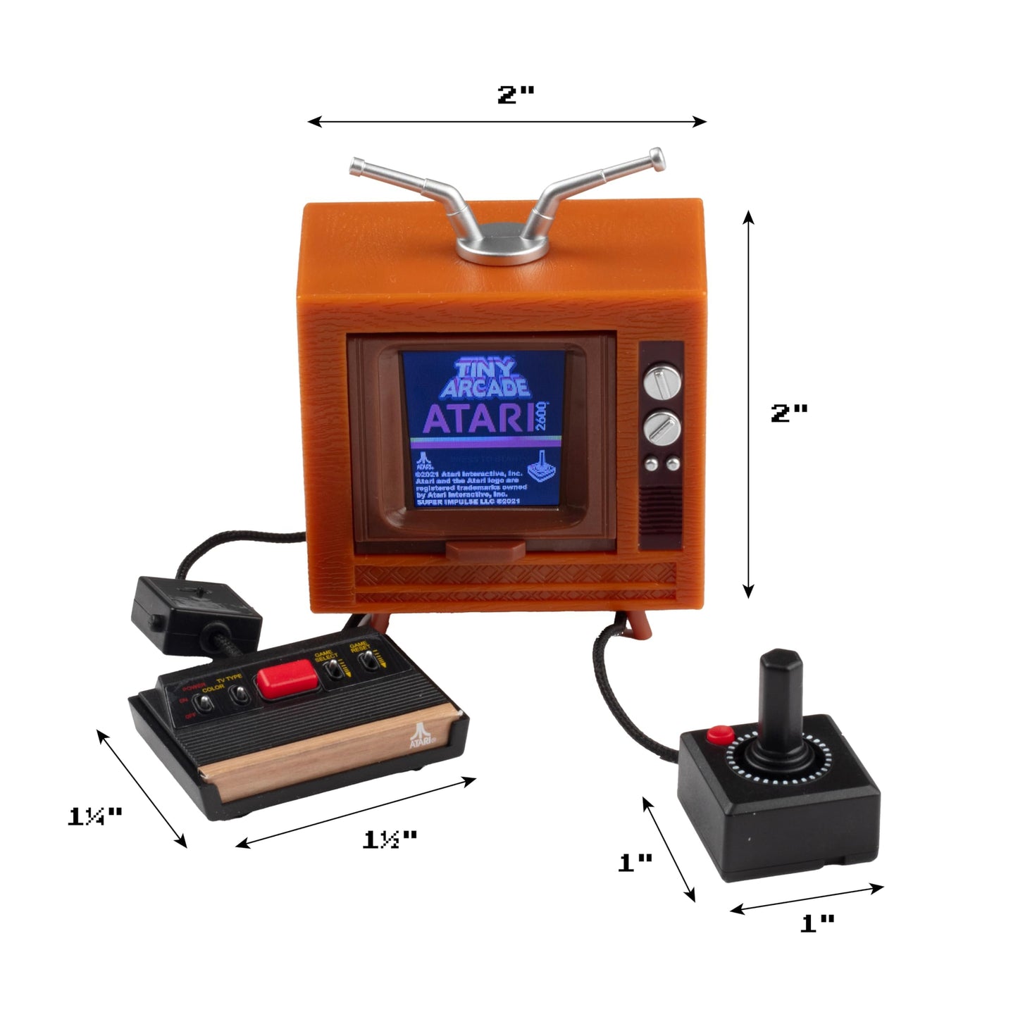 Super Impulse Tiny Arcade Atari 2600 Mini Retro Game Console - 3.5", Plastic, Multi, 10 Classic Games, Ages 8+