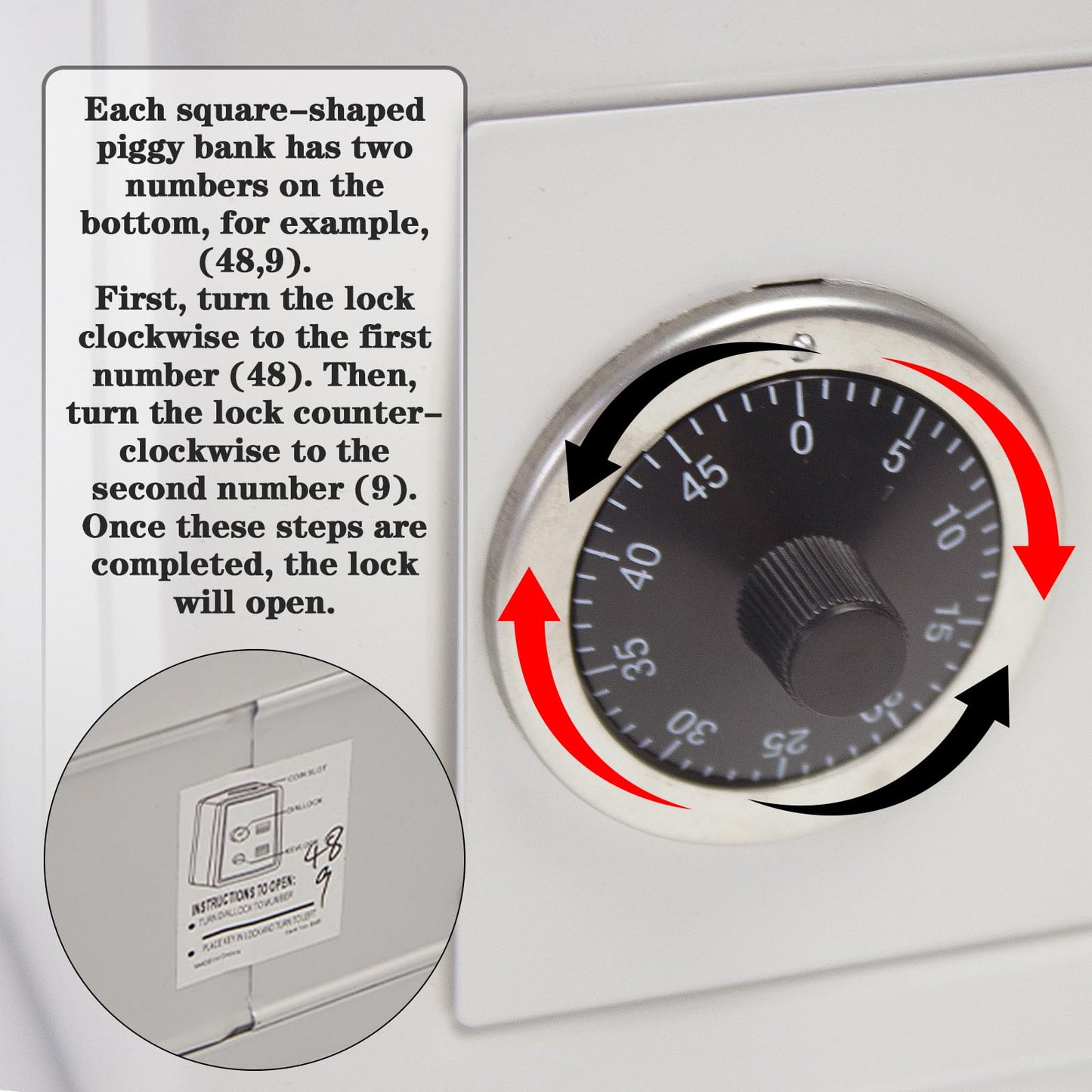 Kids' Mkid Safe Piggy Bank, Metal Safe With Key, Money Saving Box For Children, Boys Girls Best Giftoney Banks (White, Small)