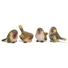Raz Imports Striped Wing Bird 2.5 X 2.25 Inch Resin Decorative Tabletop Figurine Set Of 4, Sage Green