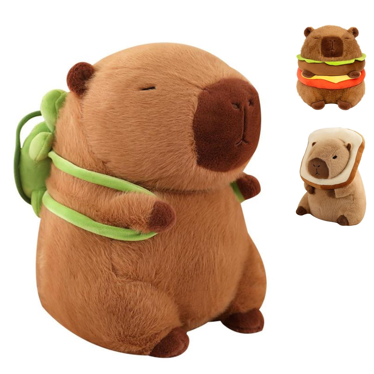 Lvqing Cute Capybar Stuffed Animals With Wearable Toast Headsetwear Capybar, Gifts For Kids (9 Intortoise Bag Capybar)